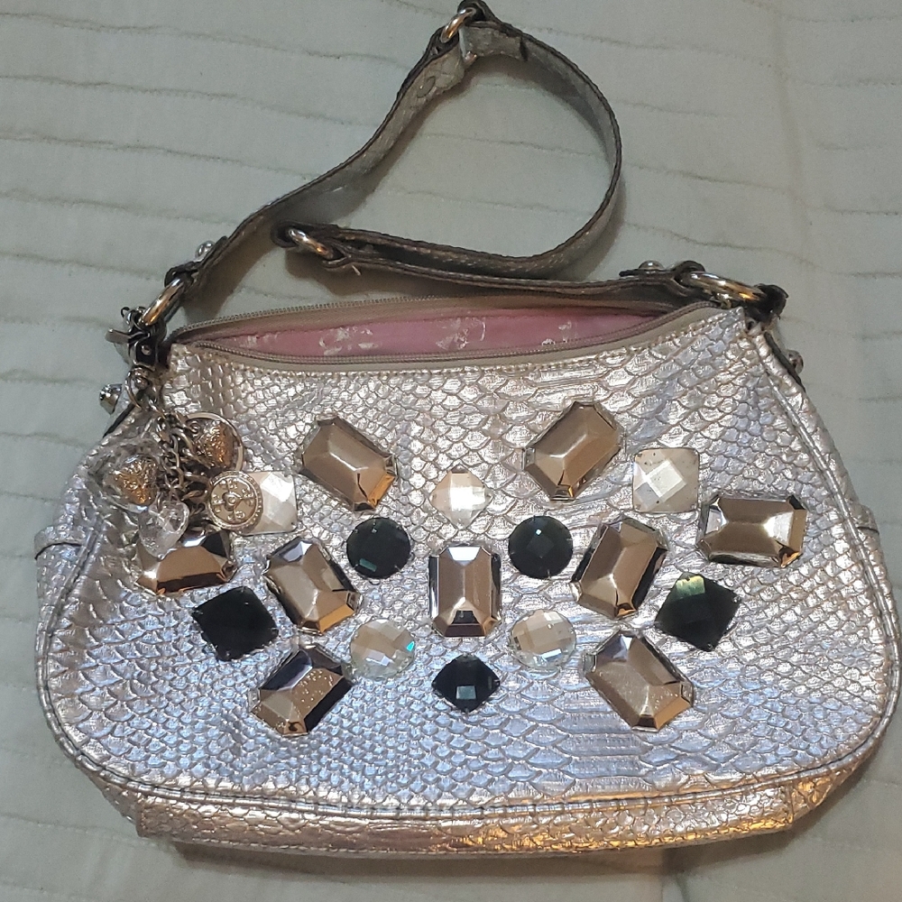 Kathy Van Leeland Silver Embellished Women's Bag In Great Condition